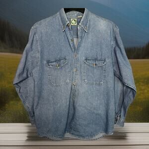 Vintage 90s Appalachian Trail Long Sleeve Button Down Denim Shirt Medium-Farmcor